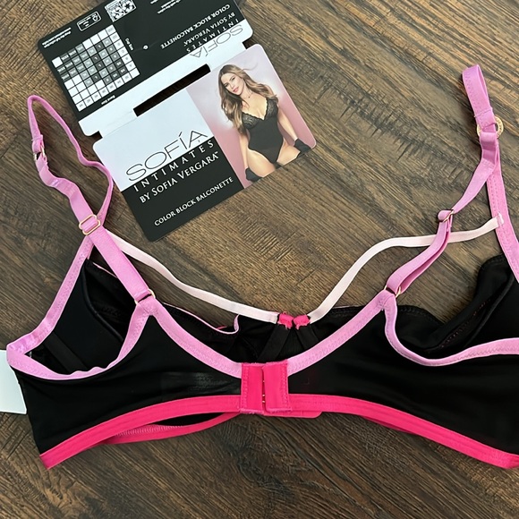 Sofia Intimates by Sofia Vergara Sheer Mesh Color Block Balconette Size 34C - Picture 4 of 12